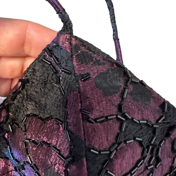 Vintage 90’s Bill Blass Evening Beaded & Lace Cocktail Mini Dress Size 6 - Picture 12 of 16